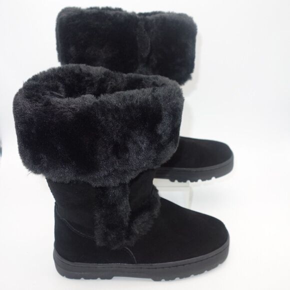 NEW Style & Co. Witty Black Suede Winter Snow Boots Shoes Women's Size 5 - Picture 1 of 8
